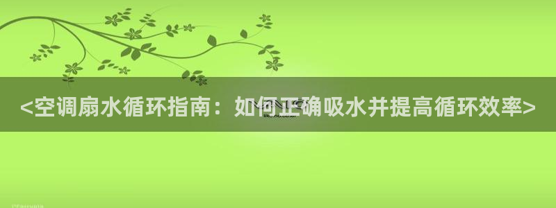 凯发k8官方网娱乐官方：<空调扇水循环指南：如何正确吸水并提高循环效率>